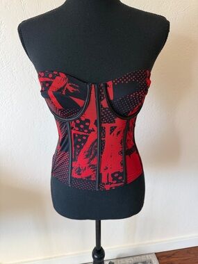 EUC EDIKTED Red and Black Bustier Corset Top SIZE SMALL